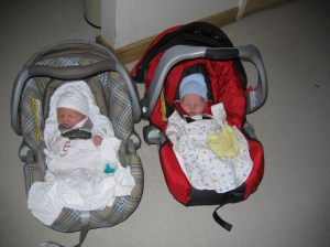 Twins in car seats